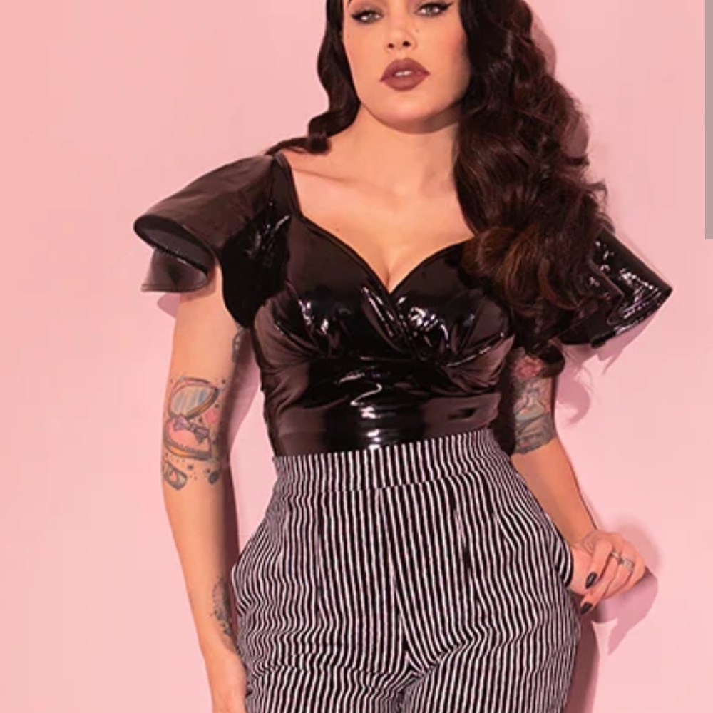 Vixen by Micheline Pitt Babydoll Miss Kitty Top Size Large